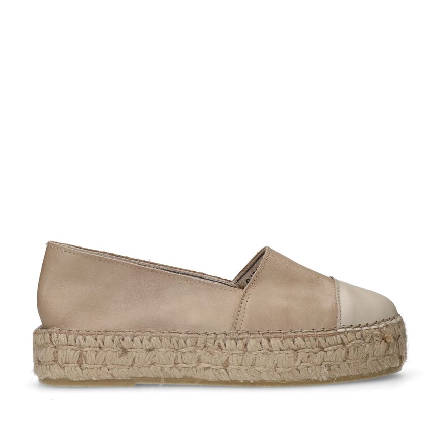 Witte leren espadrilles met plateauzool