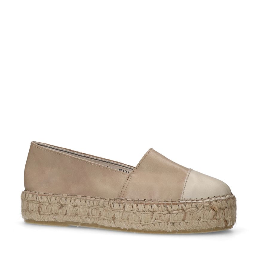 Witte leren espadrilles met plateauzool