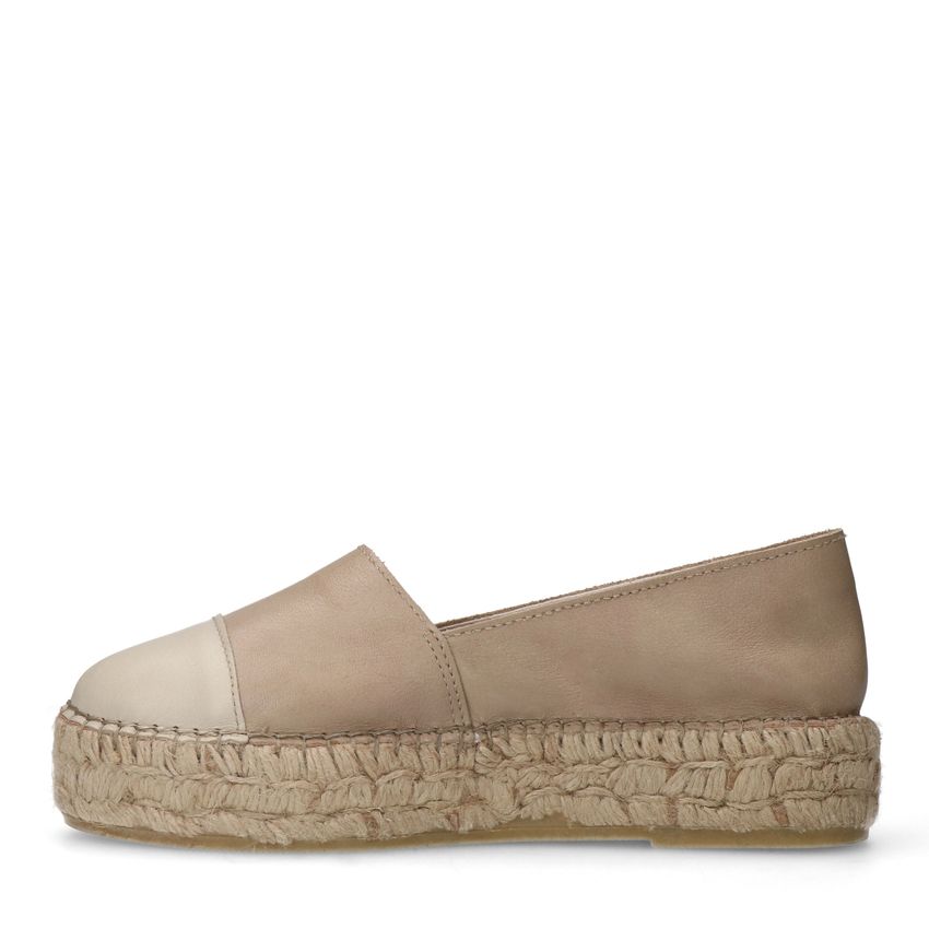 Witte leren espadrilles met plateauzool