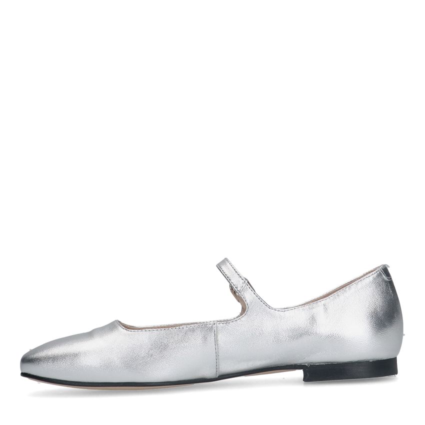 Silberfarbene Leder-Ballerinas