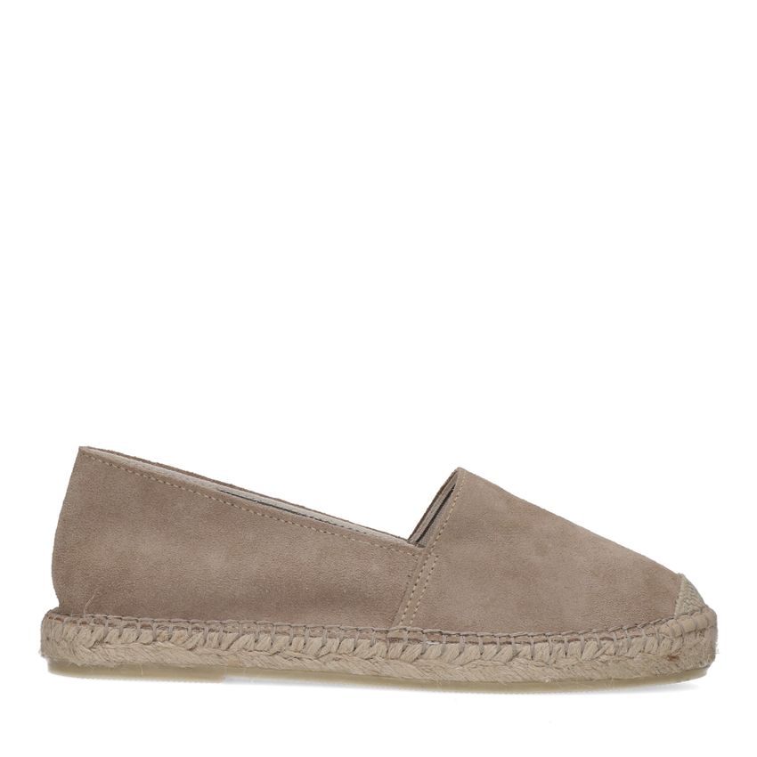 Taupefarbene Espadrilles aus Veloursleder