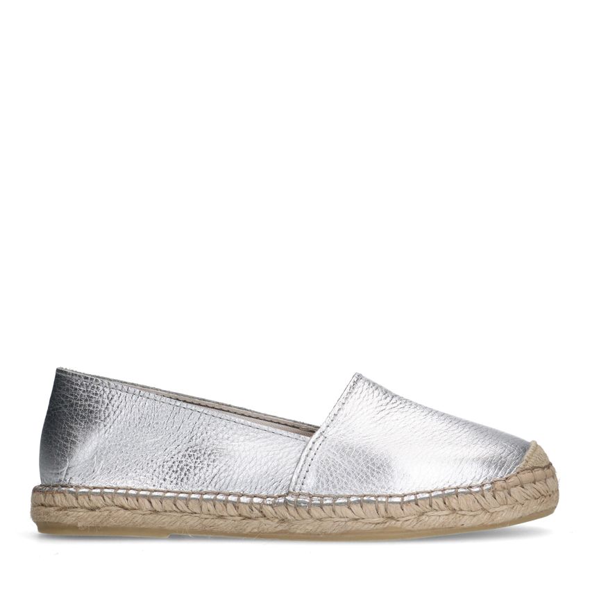 Silberne Leder-Espadrilles