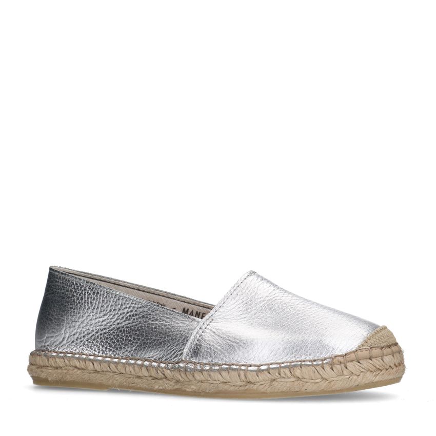 Silberne Leder-Espadrilles