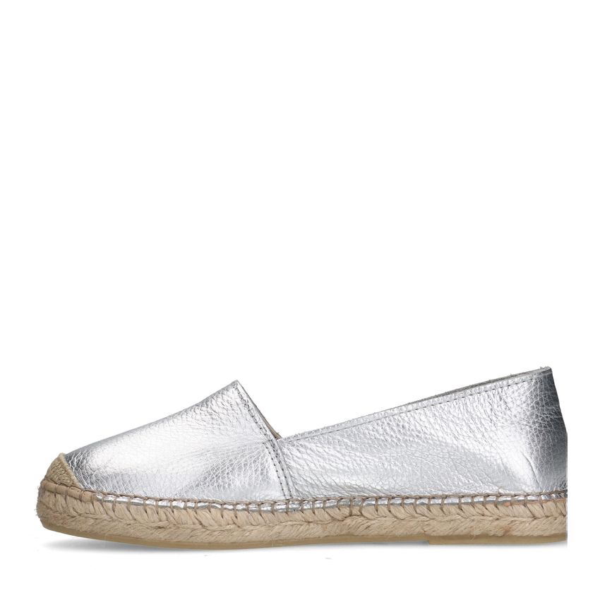 Silberne Leder-Espadrilles