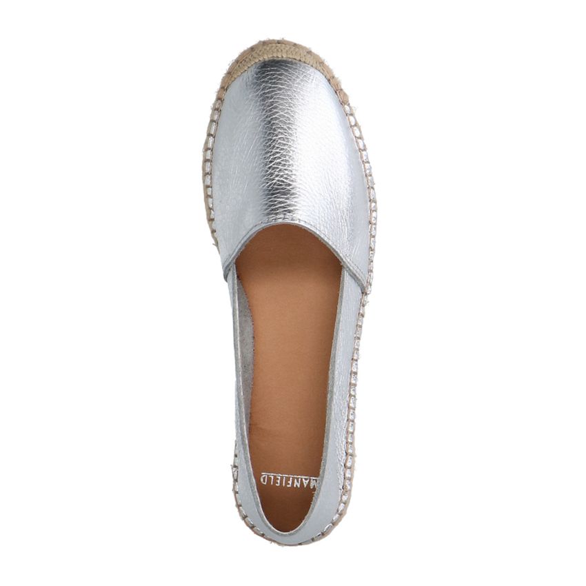 Silberne Leder-Espadrilles