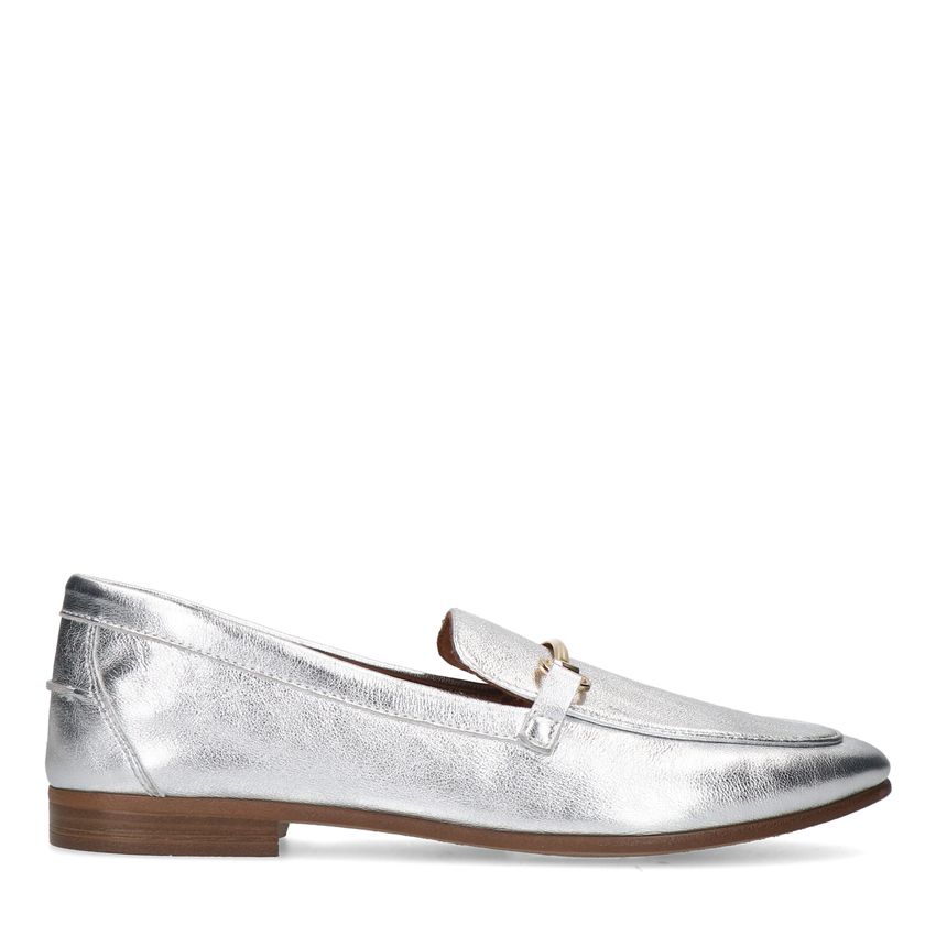 Zilveren leren loafers