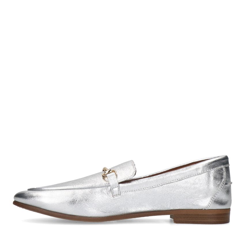 Zilveren leren loafers