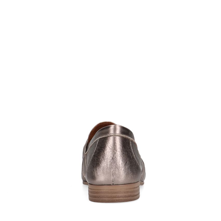Graue Metallic-Loafer aus Leder