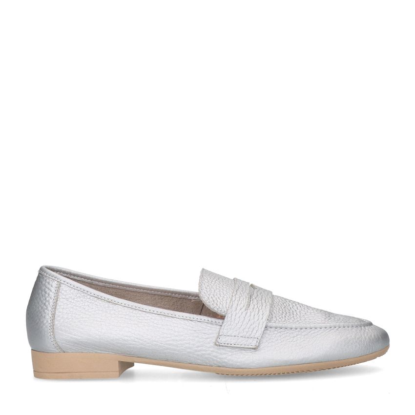 Zilveren leren loafers