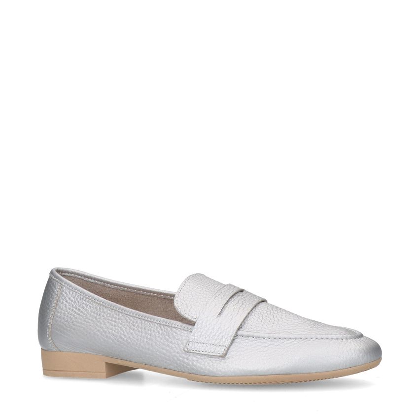 Zilveren leren loafers