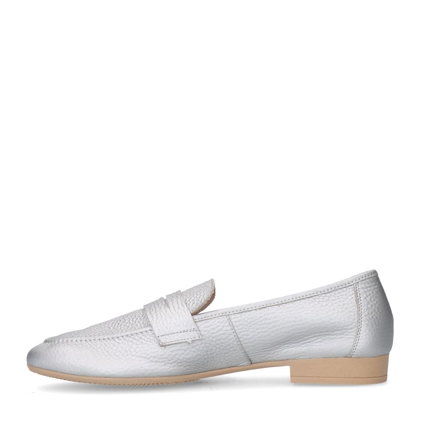 Zilveren leren loafers