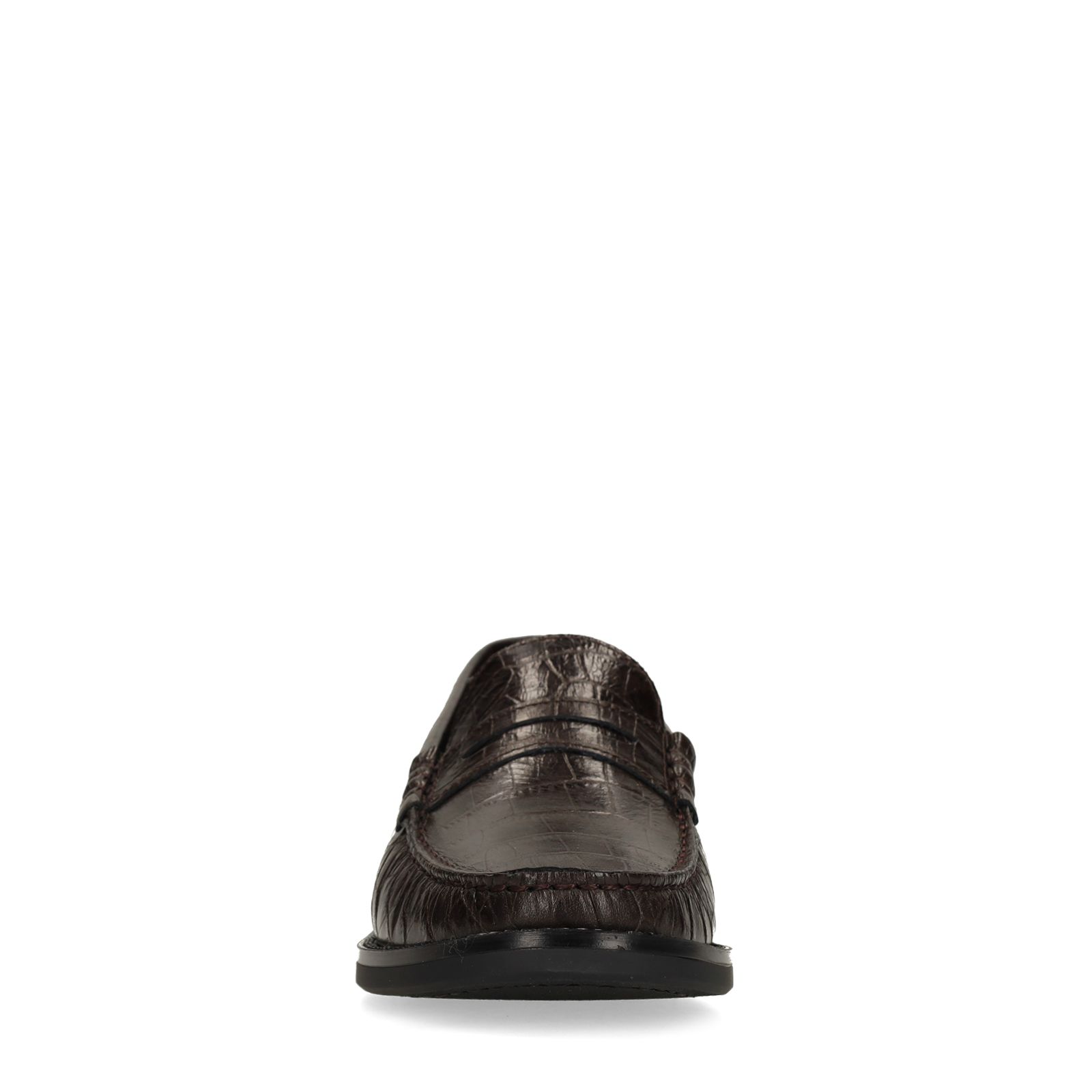 Graue Leder-Loafer mit Krokomuster