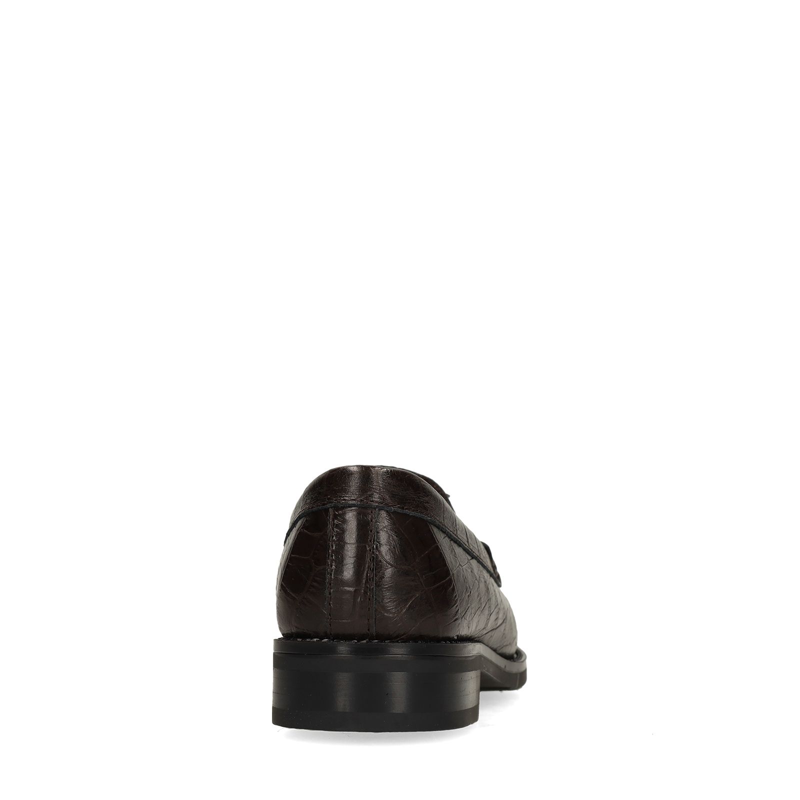 Graue Leder-Loafer mit Krokomuster