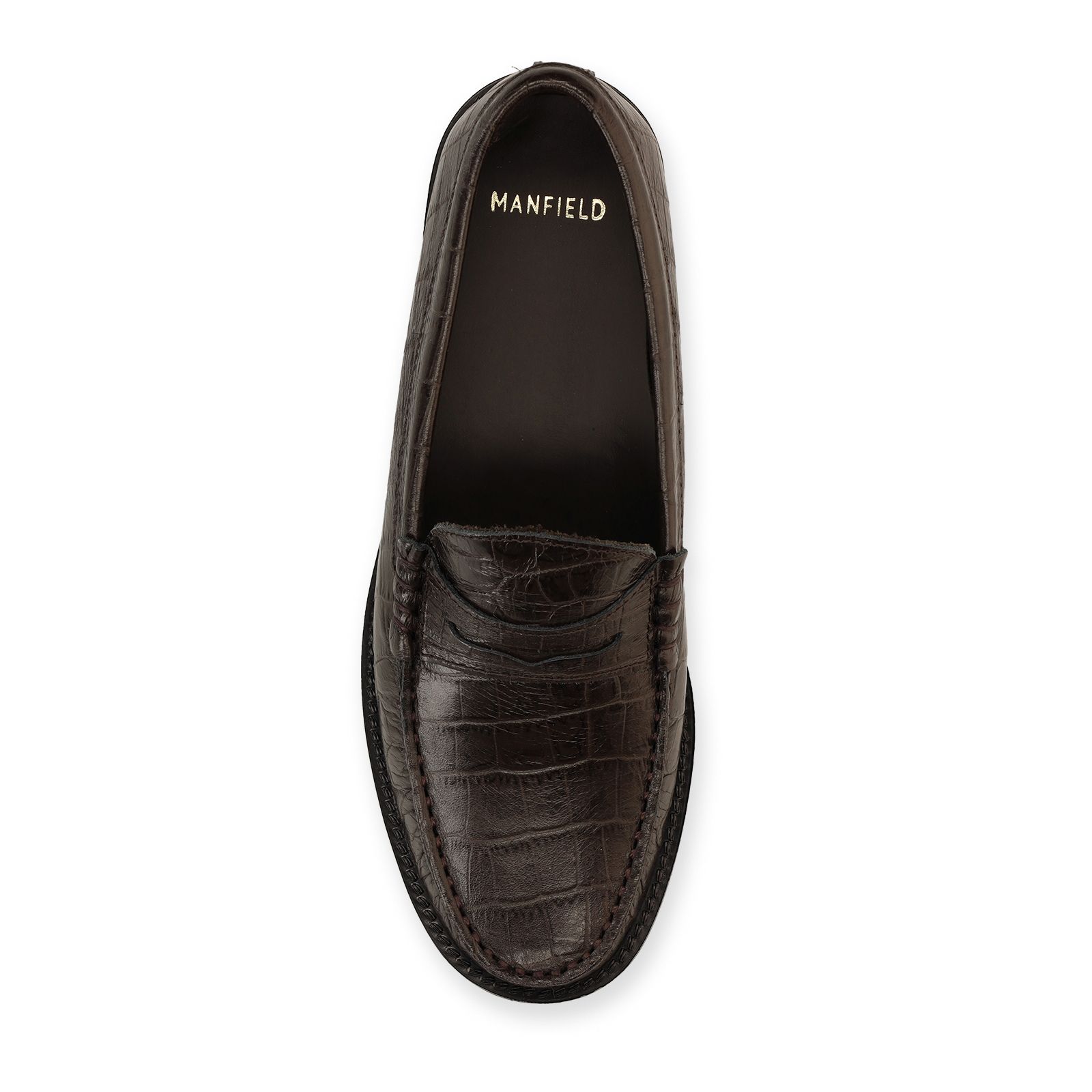 Graue Leder-Loafer mit Krokomuster
