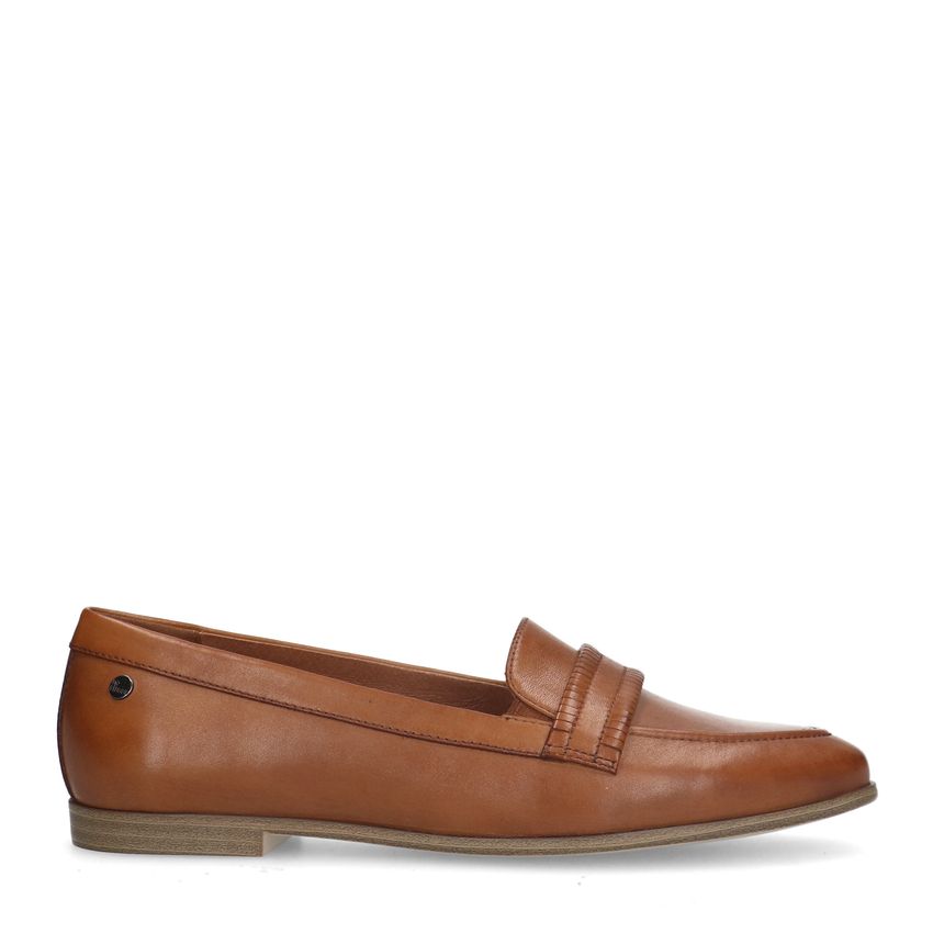 Cognac leren loafers