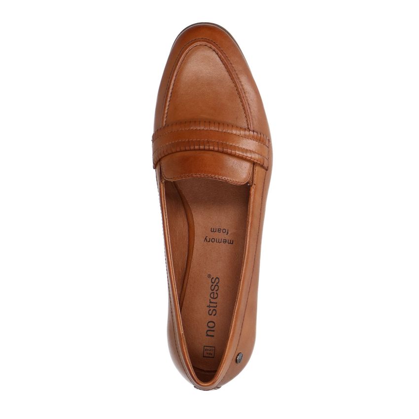 Cognac leren loafers