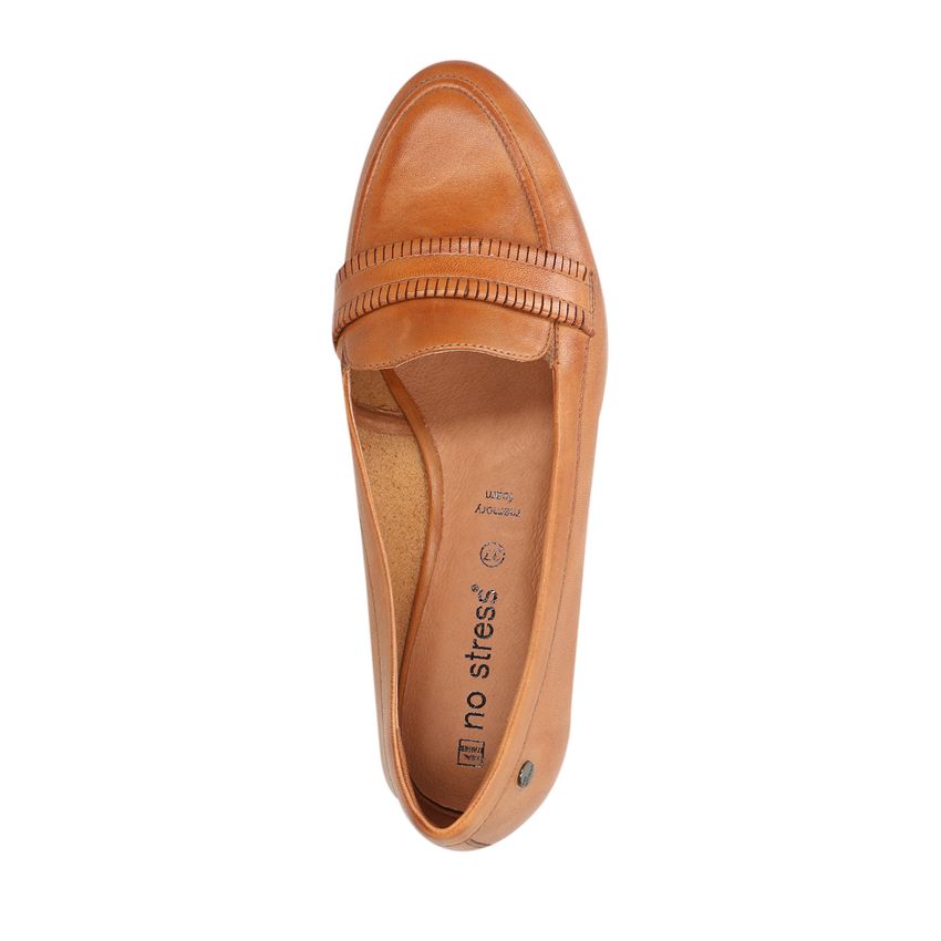 Cognac leren loafers