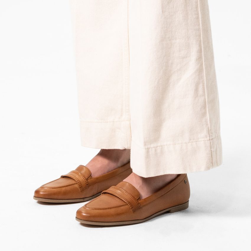 Cognacfarbene Leder-Loafer