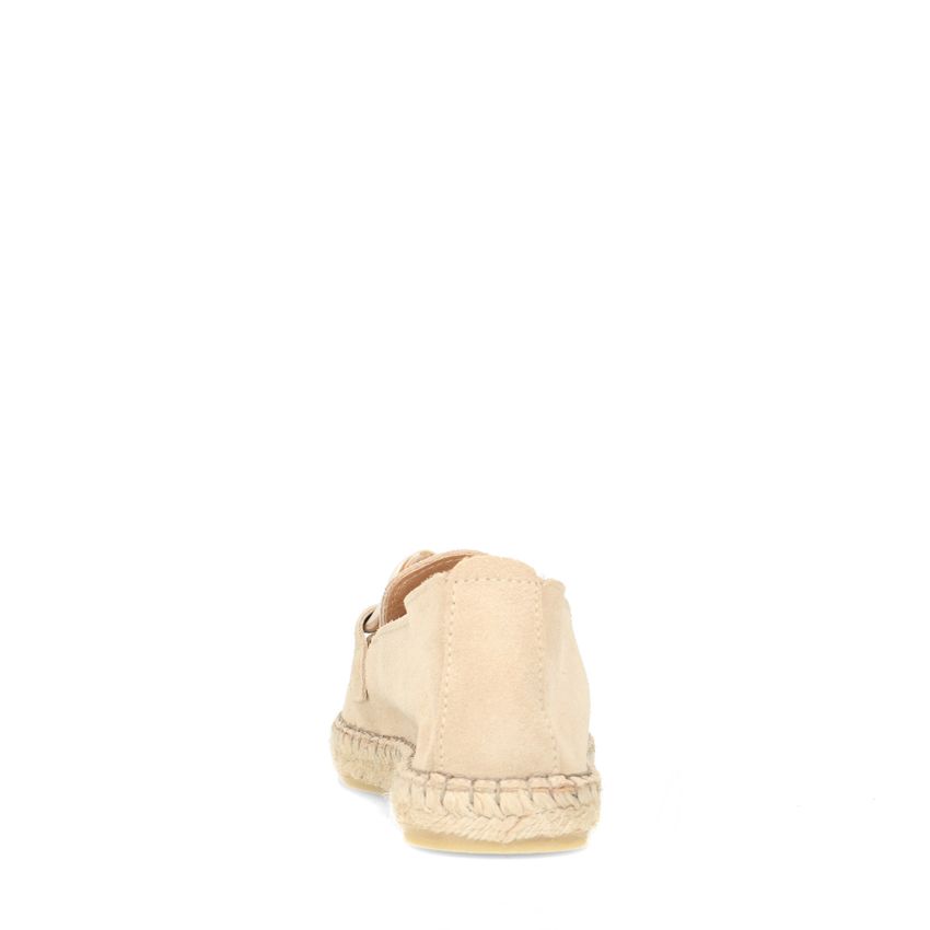 Beige suède espadrilles met chain