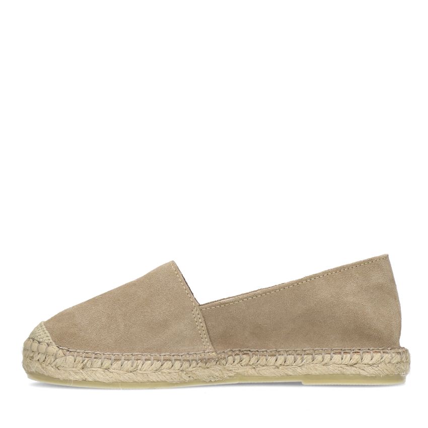 Beigefarbene Veloursleder-Espadrilles