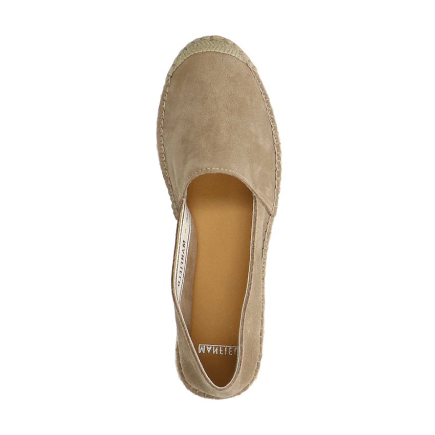 Beigefarbene Veloursleder-Espadrilles