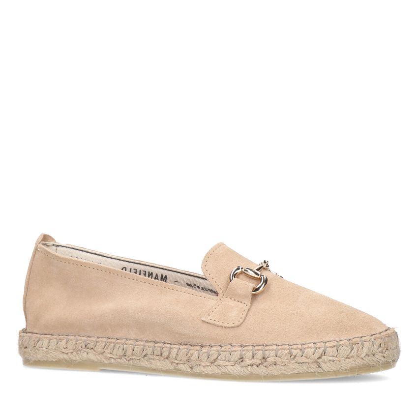 Beige suède espadrilles met goudkleurig detail