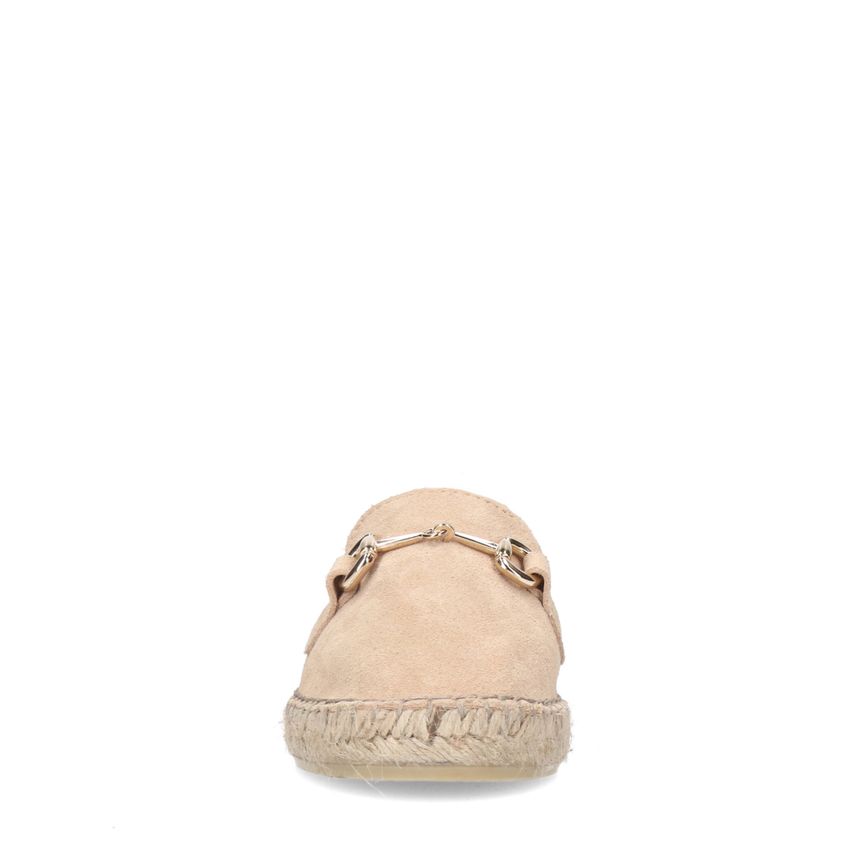 Beige suède espadrilles met goudkleurig detail