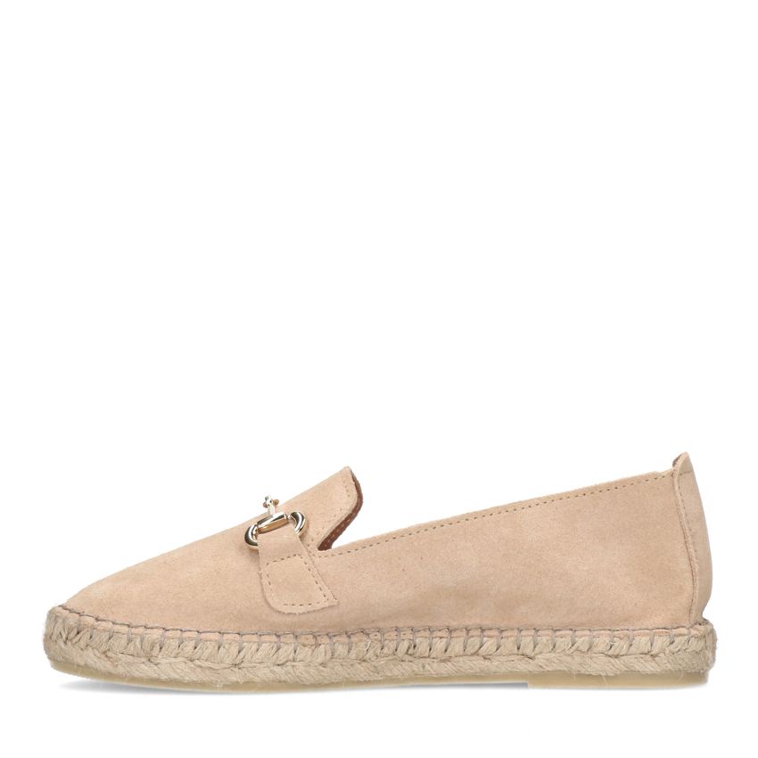 Beige suède espadrilles met goudkleurig detail