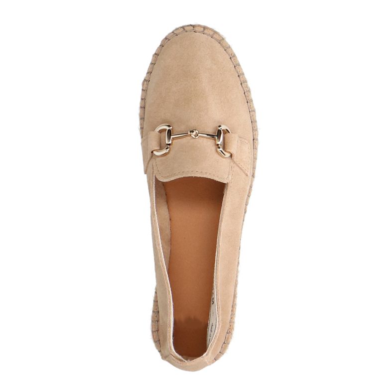 Beige suède espadrilles met goudkleurig detail