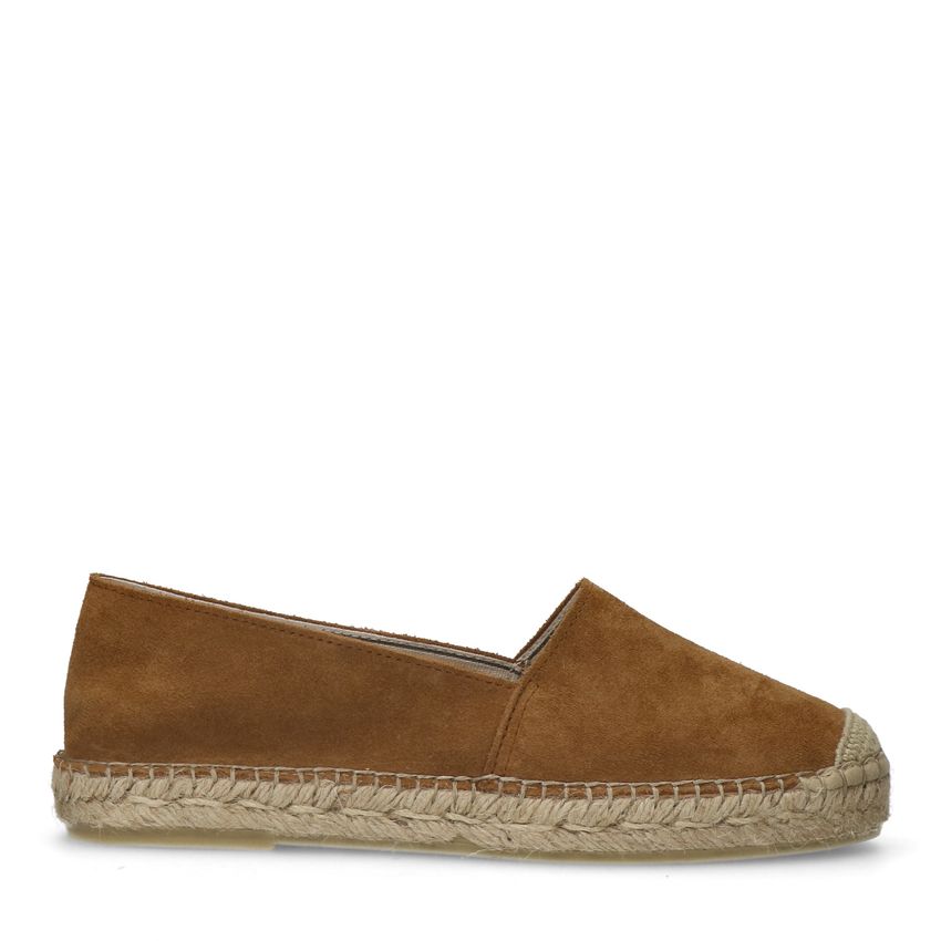 Cognacfarbene Veloursleder-Espadrilles