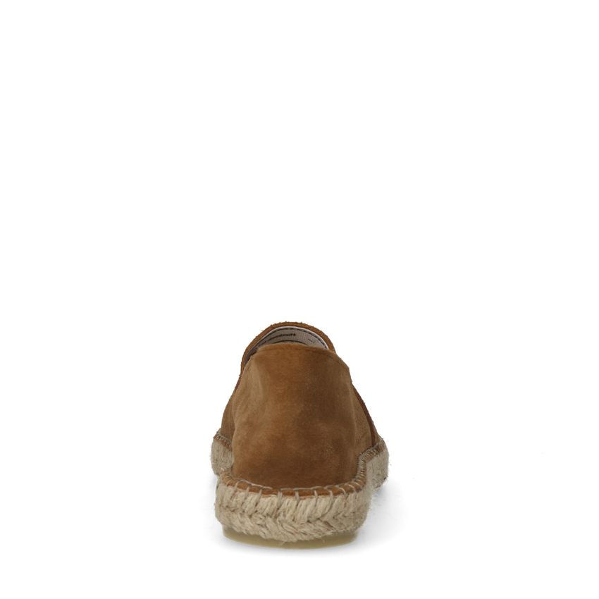 Cognacfarbene Veloursleder-Espadrilles