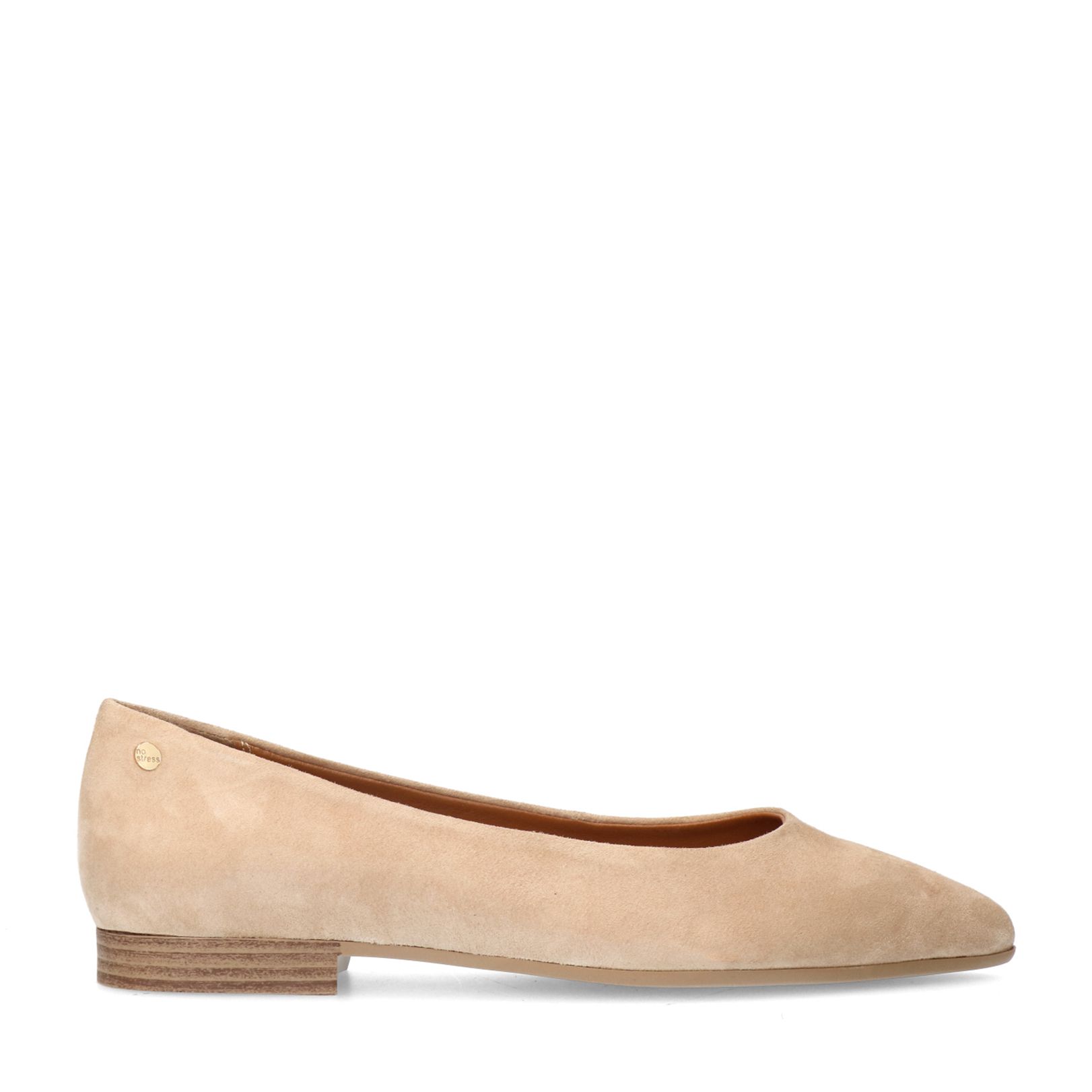 Beigefarbene Veloursleder-Ballerinas