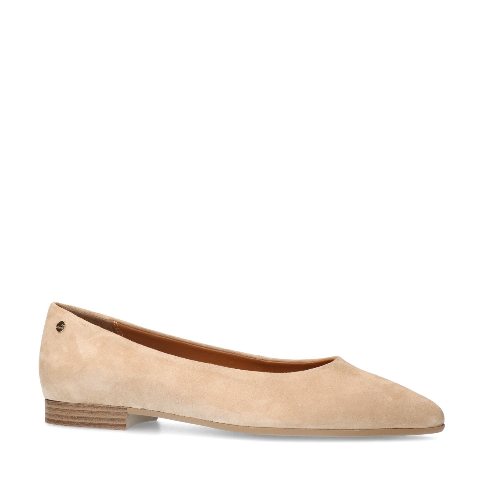 Beigefarbene Veloursleder-Ballerinas