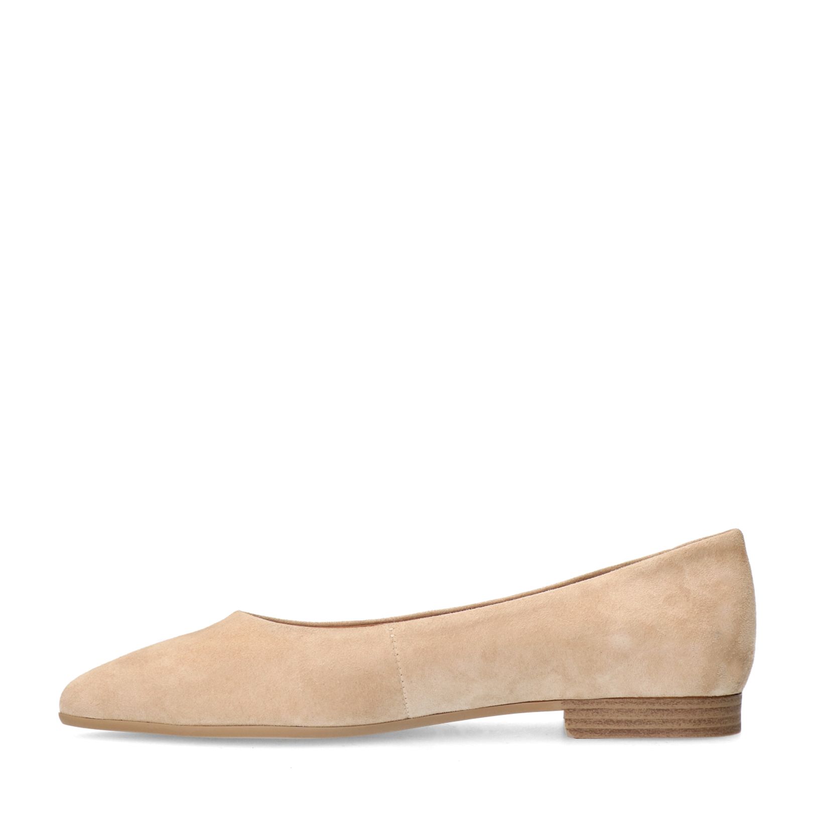 Beigefarbene Veloursleder-Ballerinas