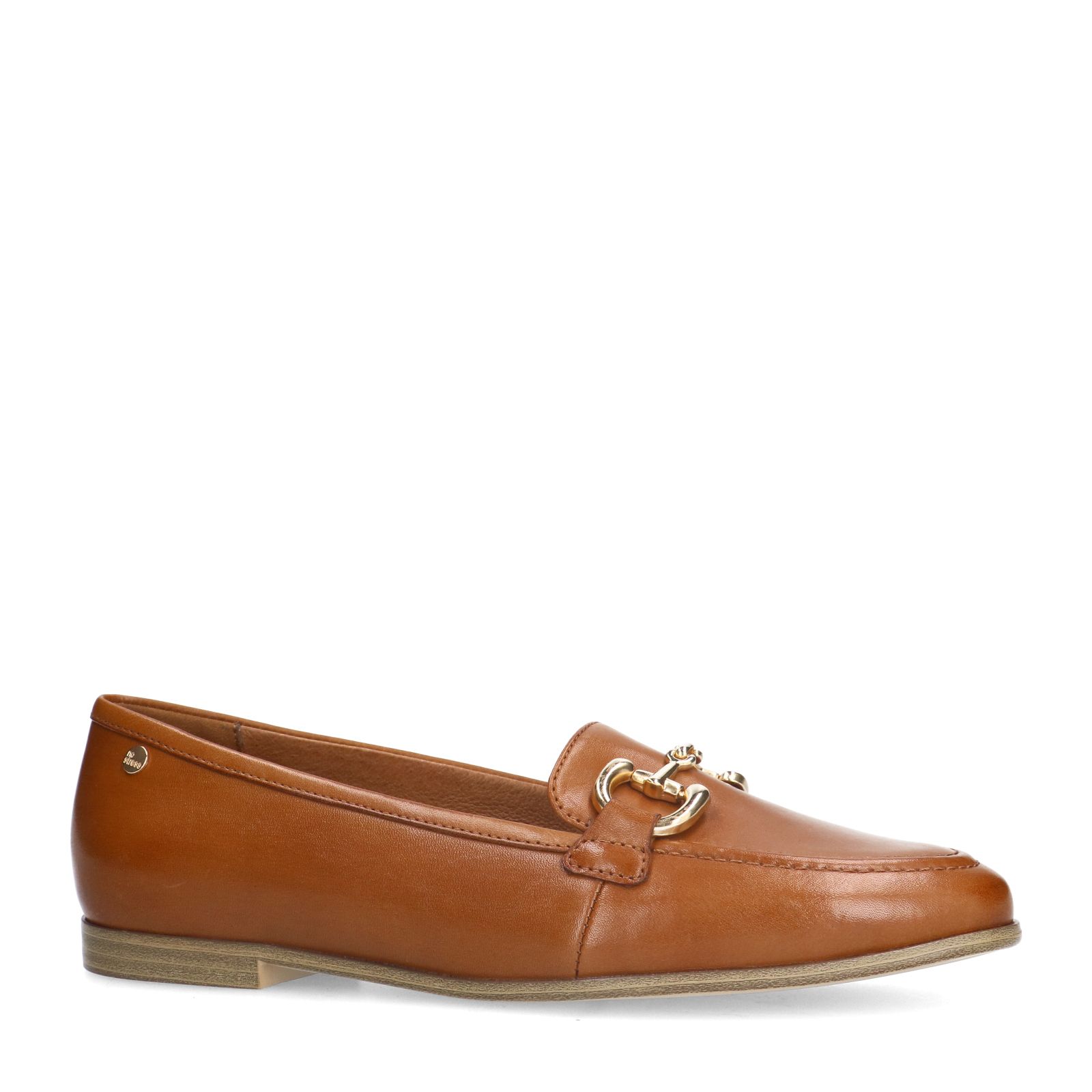Cognac leren loafers met gouden chain