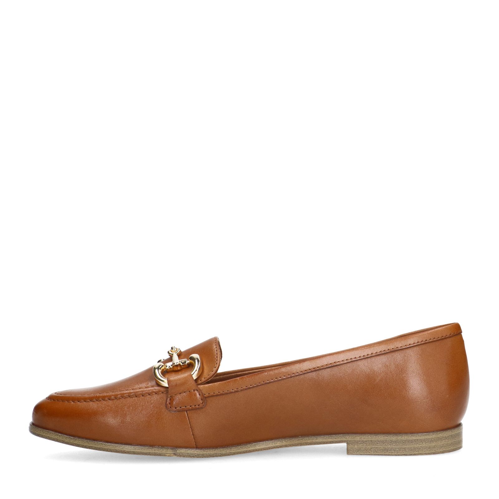 Cognac leren loafers met gouden chain