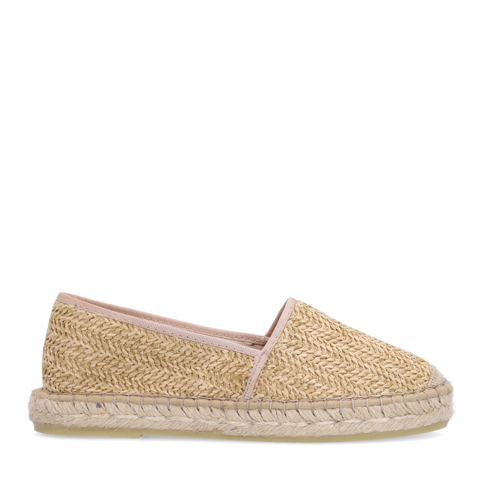 Beigefarbene Bast-Espadrilles mit Flecht-Details