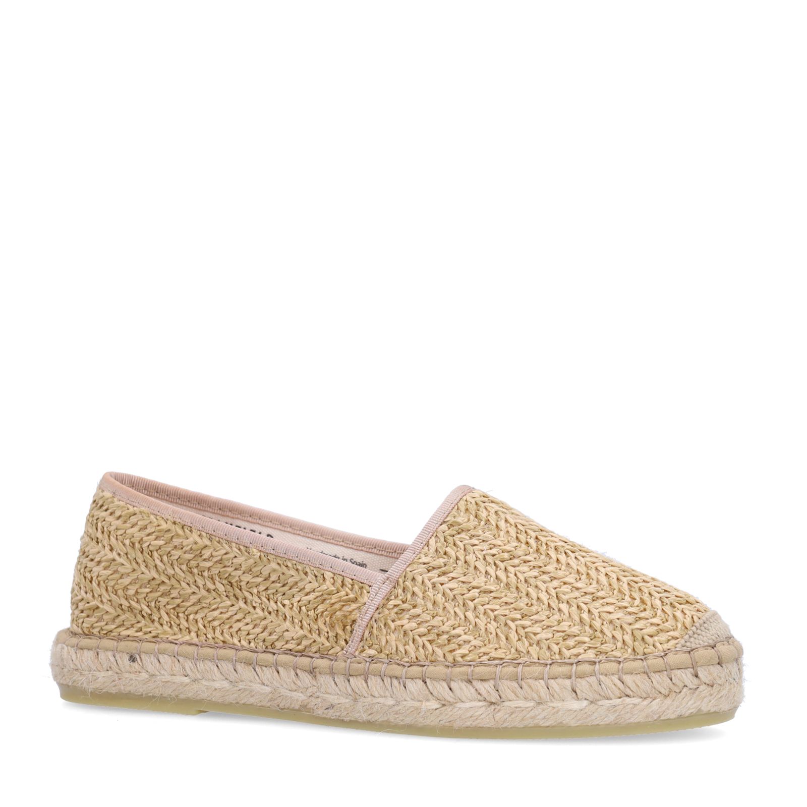 Beigefarbene Bast-Espadrilles mit Flecht-Details