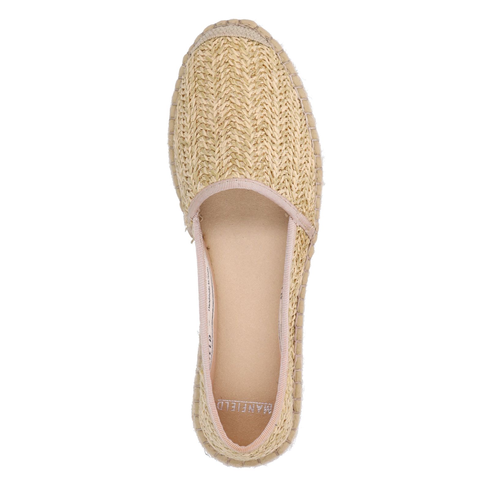 Beigefarbene Bast-Espadrilles mit Flecht-Details