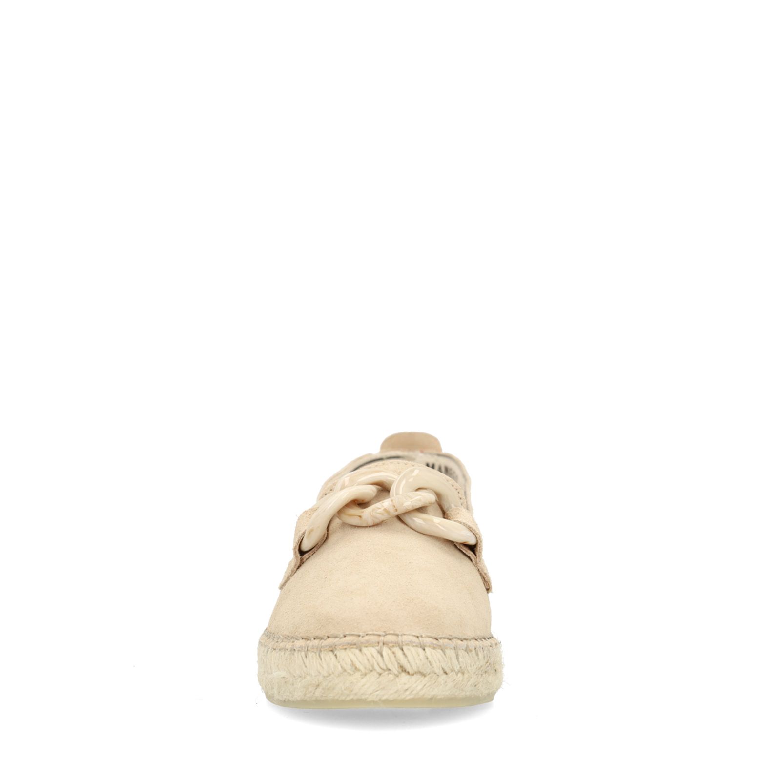 Beige suède espadrilles met chain