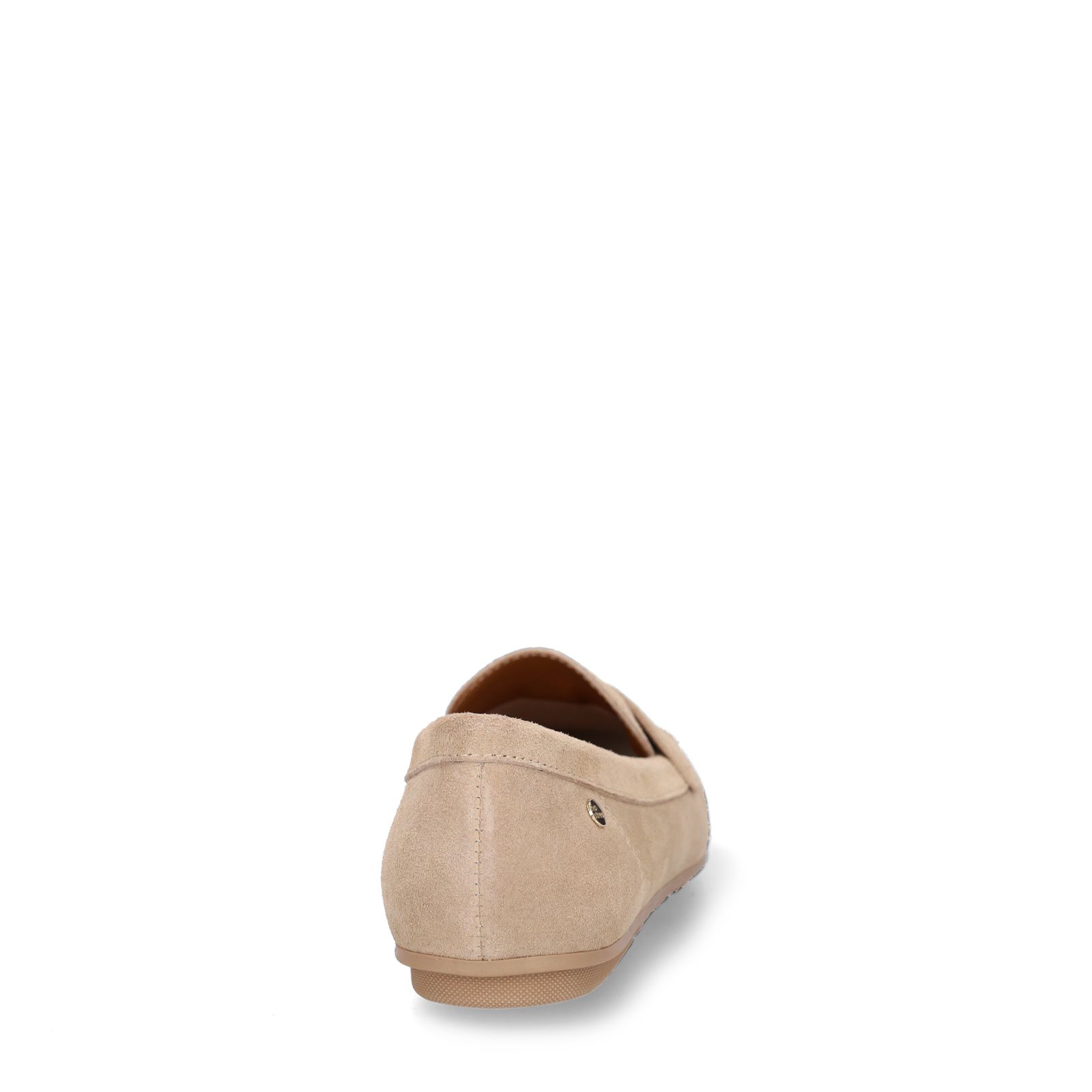 Beige suède loafers met franjes