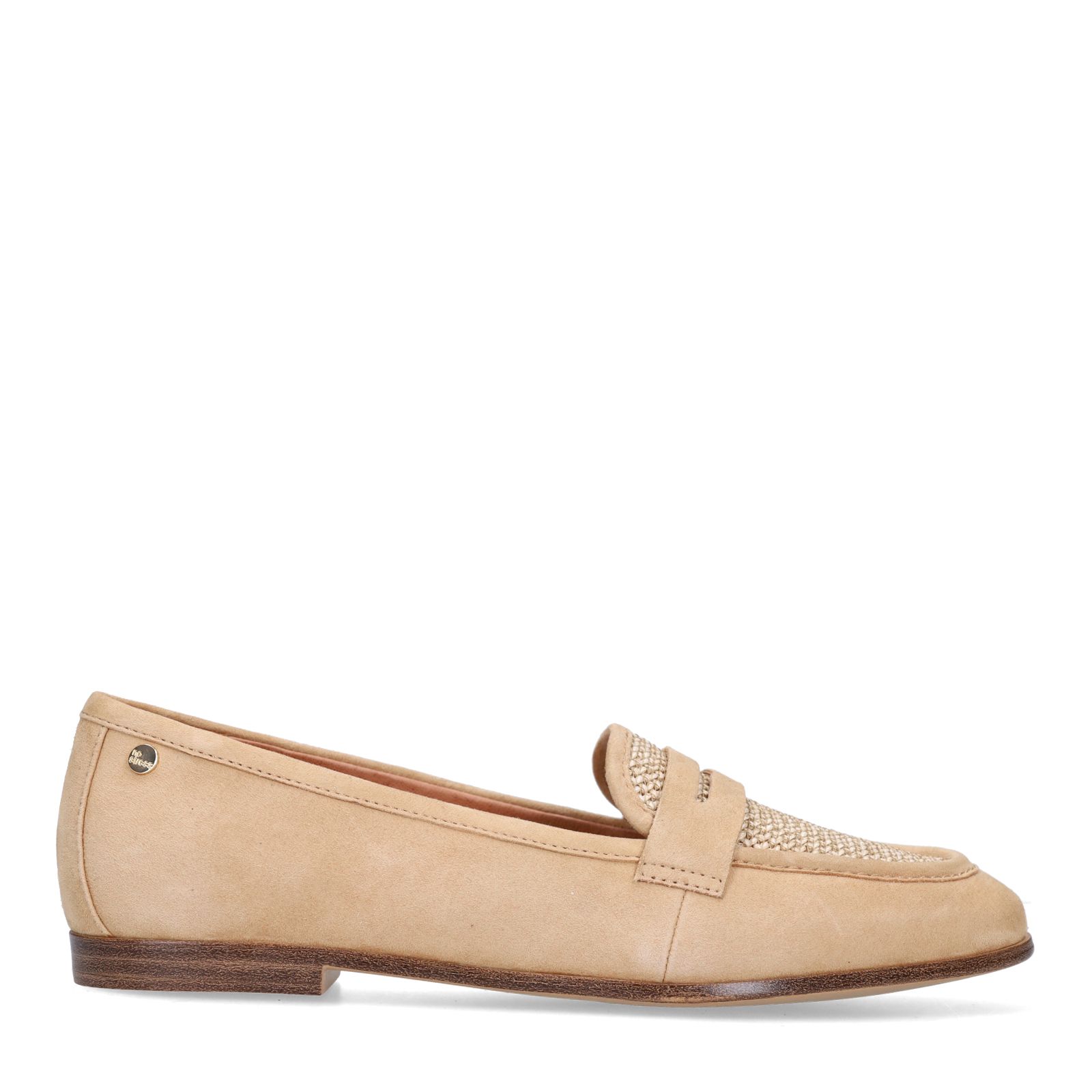 Beigefarbene Veloursleder-Loafer