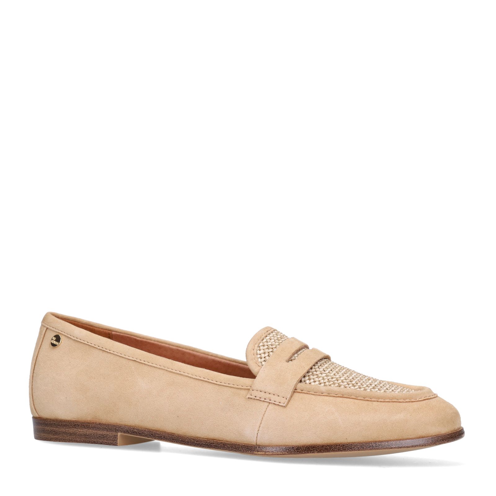 Beigefarbene Veloursleder-Loafer
