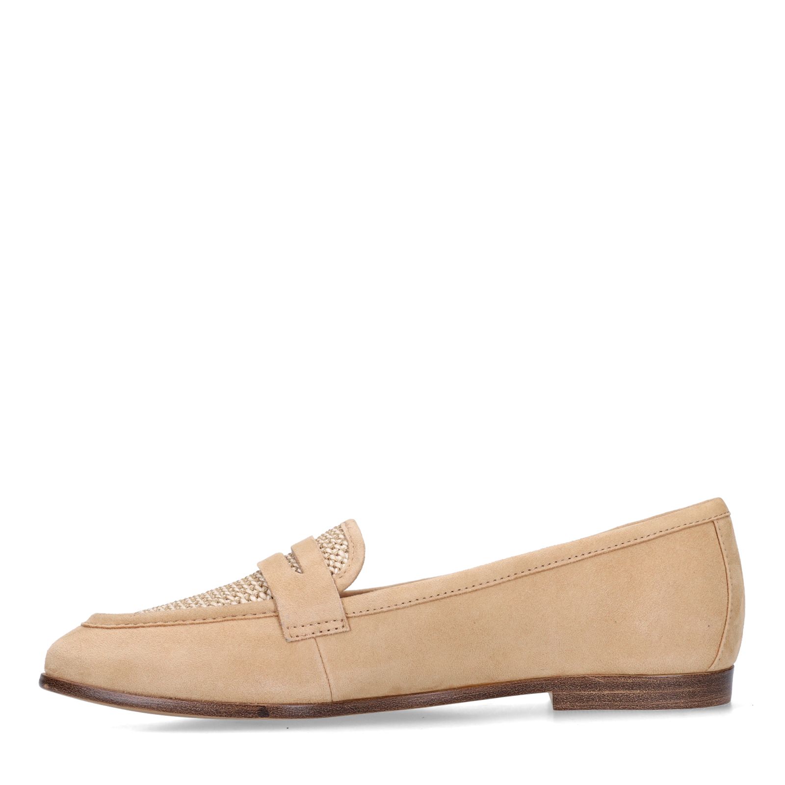 Beigefarbene Veloursleder-Loafer