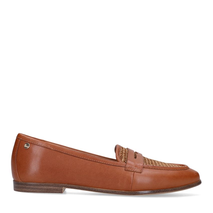 Cognac leren loafers