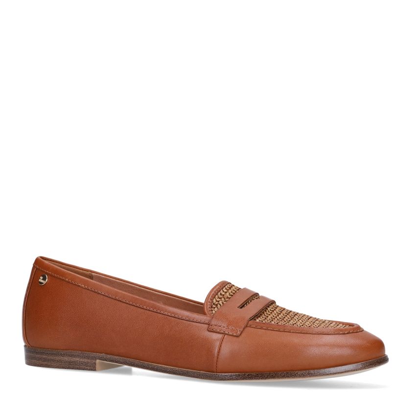 Cognac leren loafers