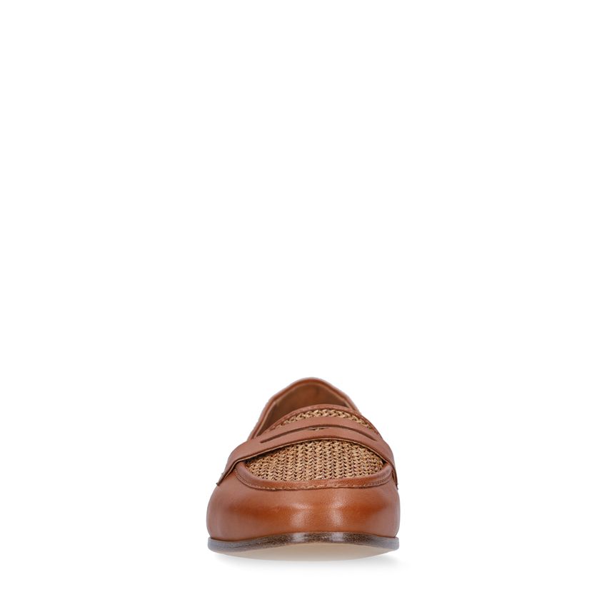 Cognac leren loafers