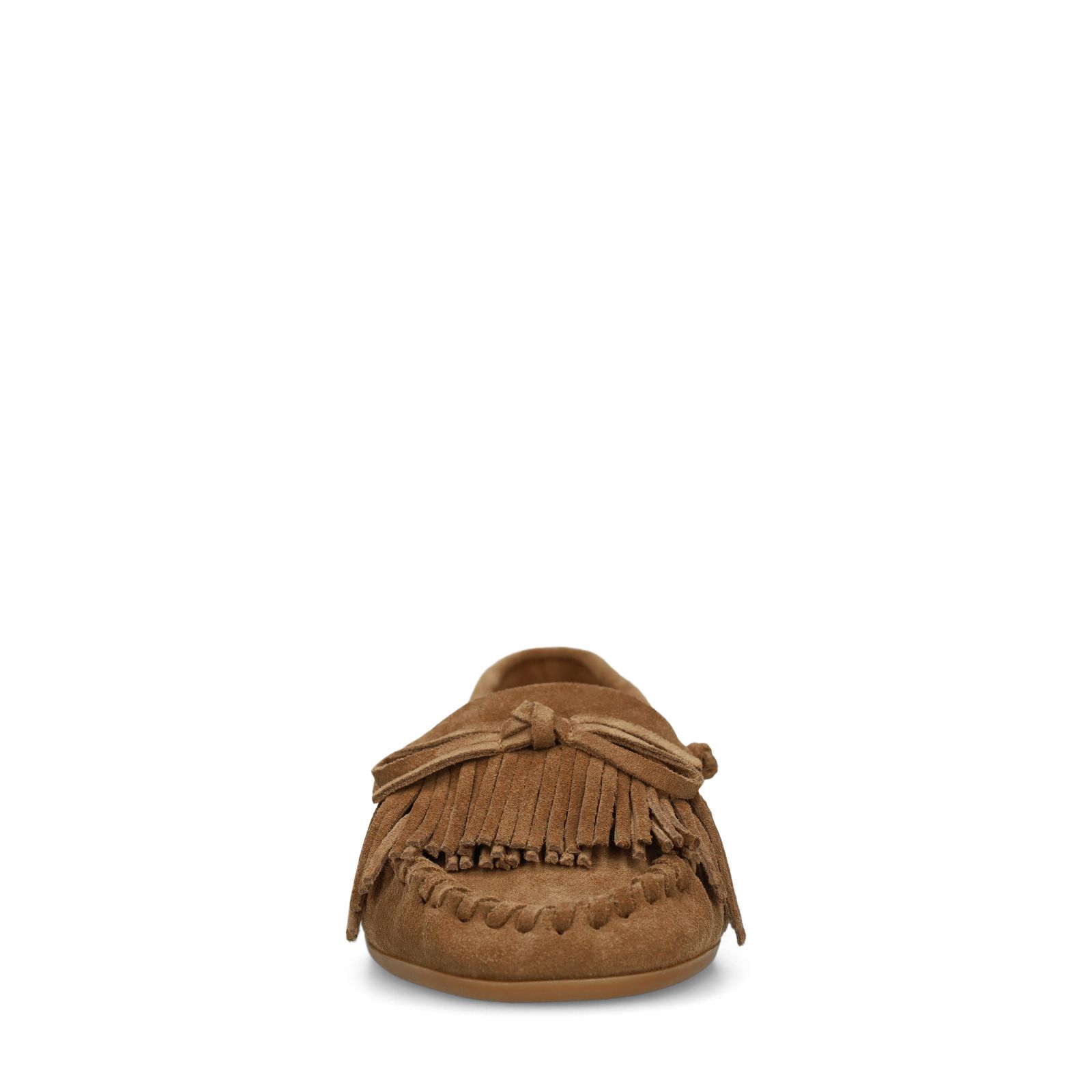 Cognac suède loafers met franjes