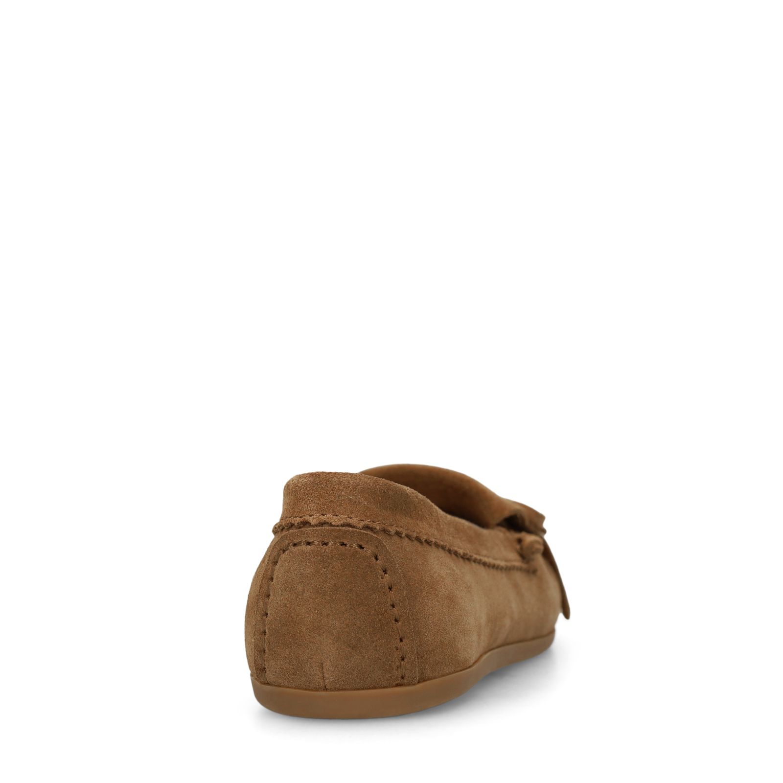 Cognac suède loafers met franjes