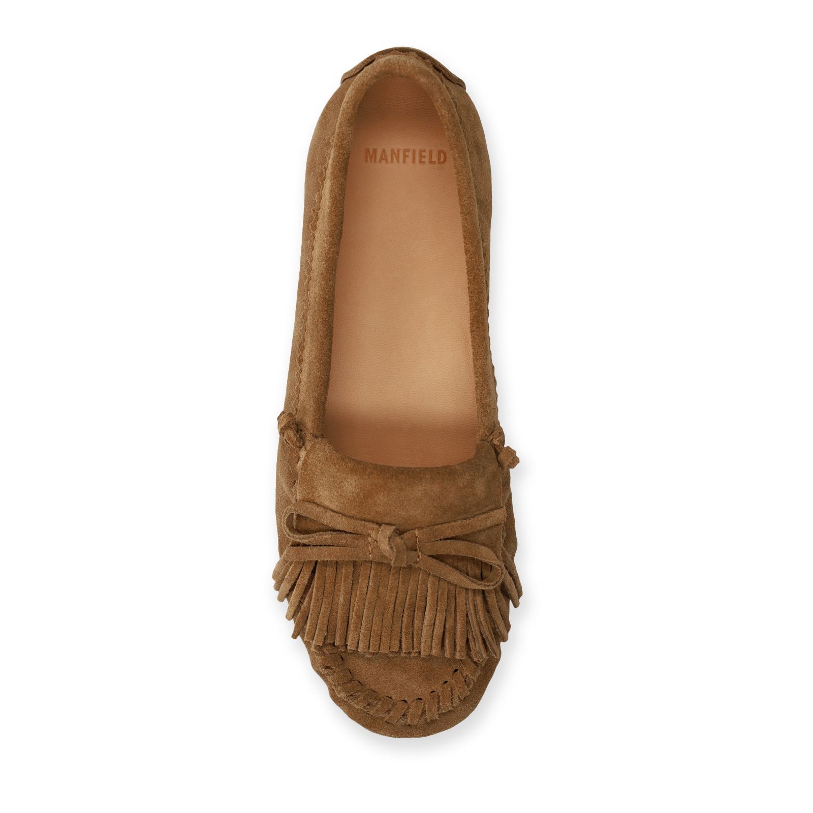 Cognac suède loafers met franjes